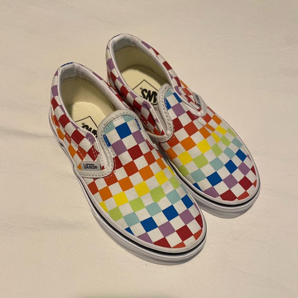 Vans Kids Multicolored Checkered Slip-On Shoes-Size 13